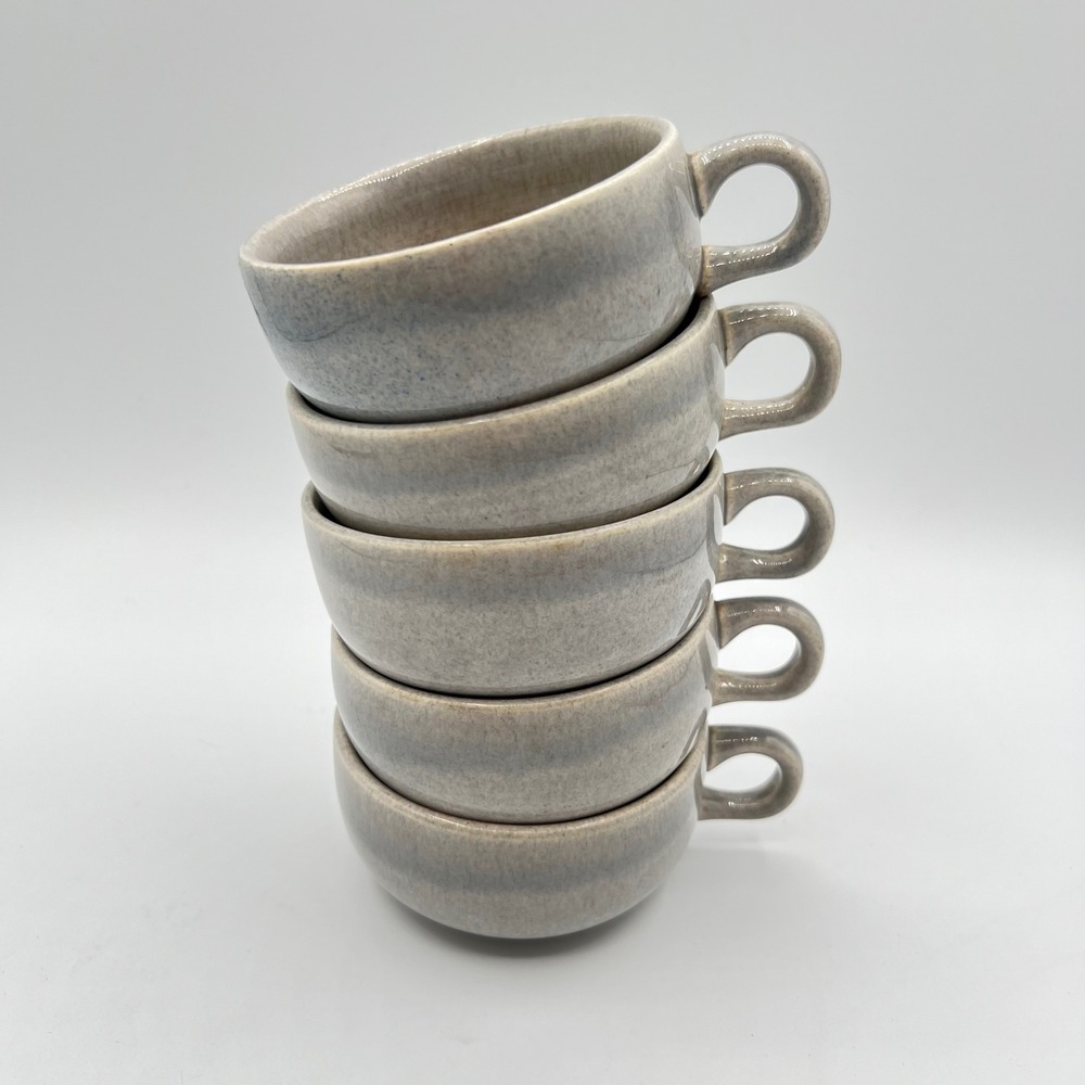 Vintage Russel Wright Steubenville Modern Cups Granite Gray Lot Set of‎ 5